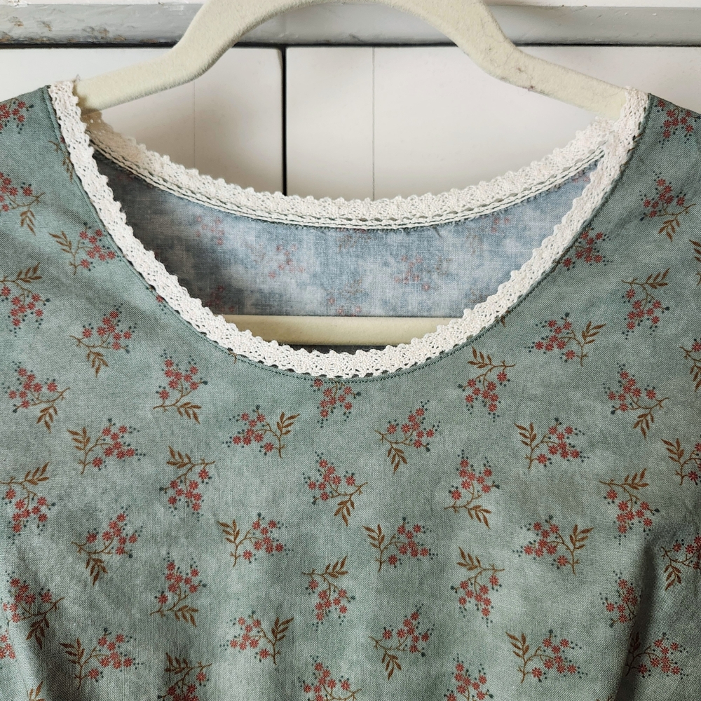 NEW Handmade Floral Green Cottagecore Dress - Picture 3 of 5